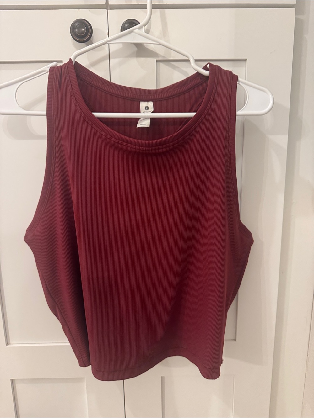 90 Degree By Reflex (Sz Xl) Ribbed Cropped Tank Top - Burgundy